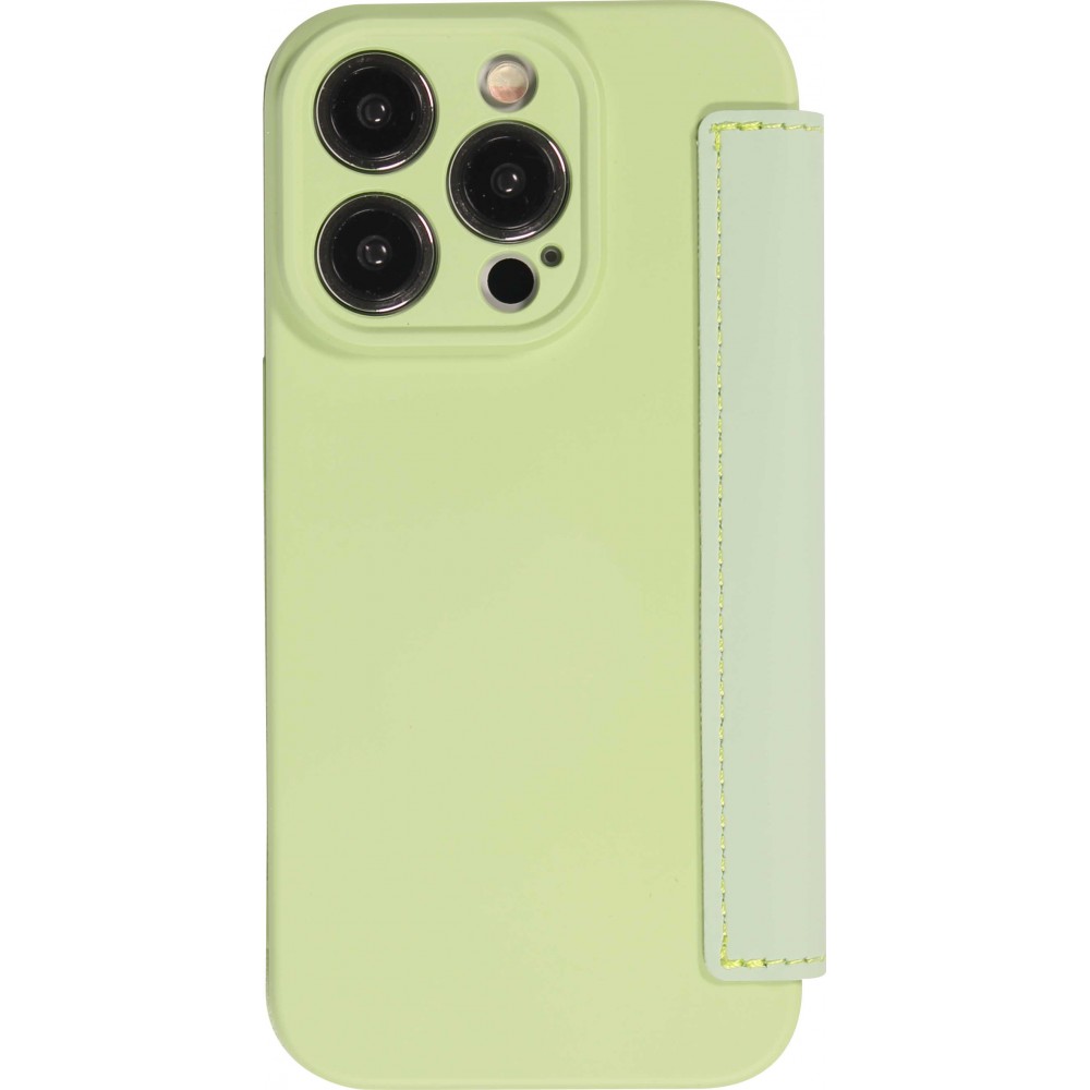 Fourre iPhone 15 Pro Max - Flip silicone souple avec surface lisse et mate - Vert