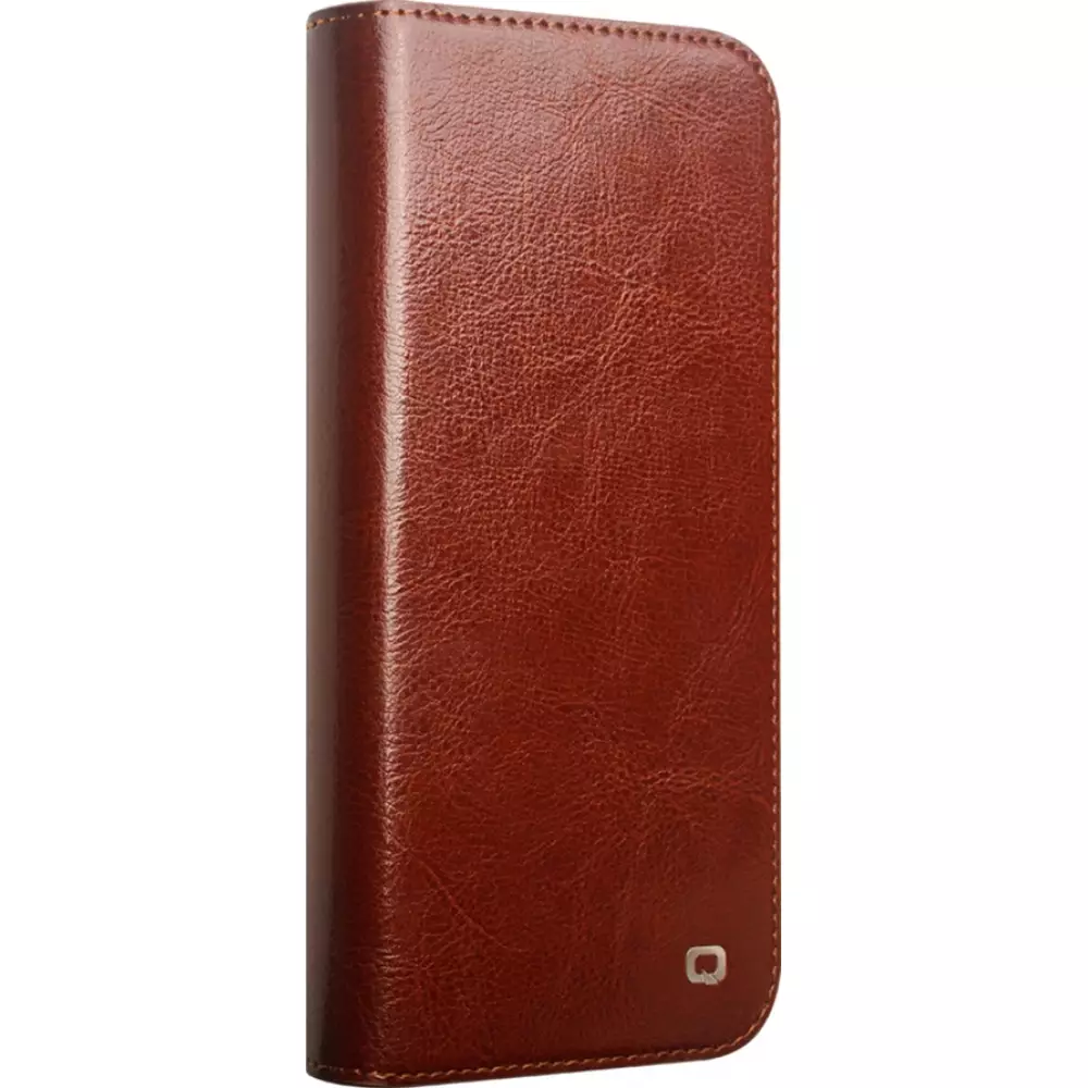 iPhone 16 Case Hülle - Qialino Flip Classic Wallet Echtleder - Braun