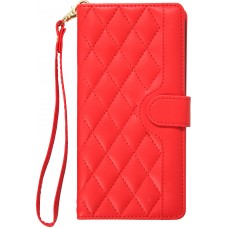 iPhone 16 Pro Case Hülle - Elegante Flip-Matratze mit Magnetverschluss Trageband und Kartenfächern - Rot