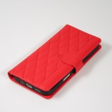 iPhone 16 Pro Case Hülle - Elegante Flip-Matratze mit Magnetverschluss Trageband und Kartenfächern - Rot