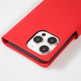 iPhone 16 Pro Case Hülle - Elegante Flip-Matratze mit Magnetverschluss Trageband und Kartenfächern - Rot