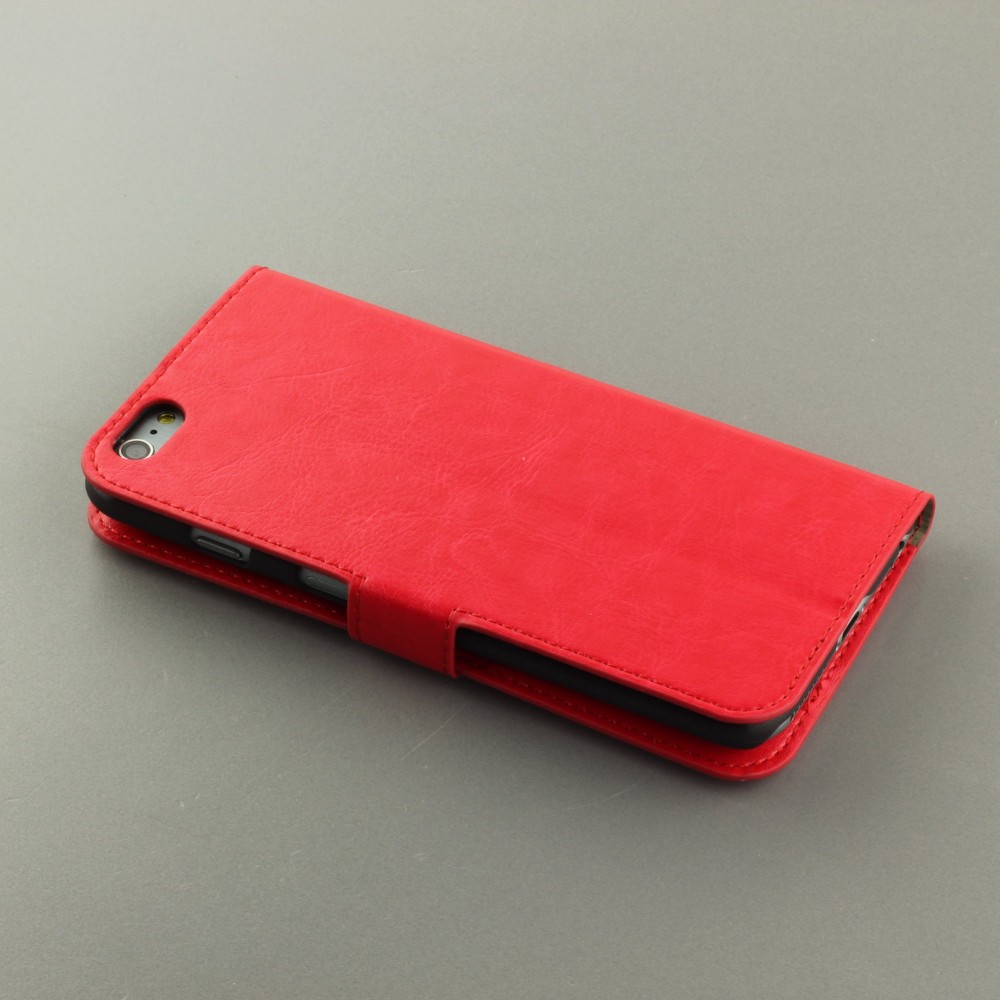 Fourre iPhone 6 Plus / 6s Plus - Premium Flip cuir lisse porte-cartes - Rouge
