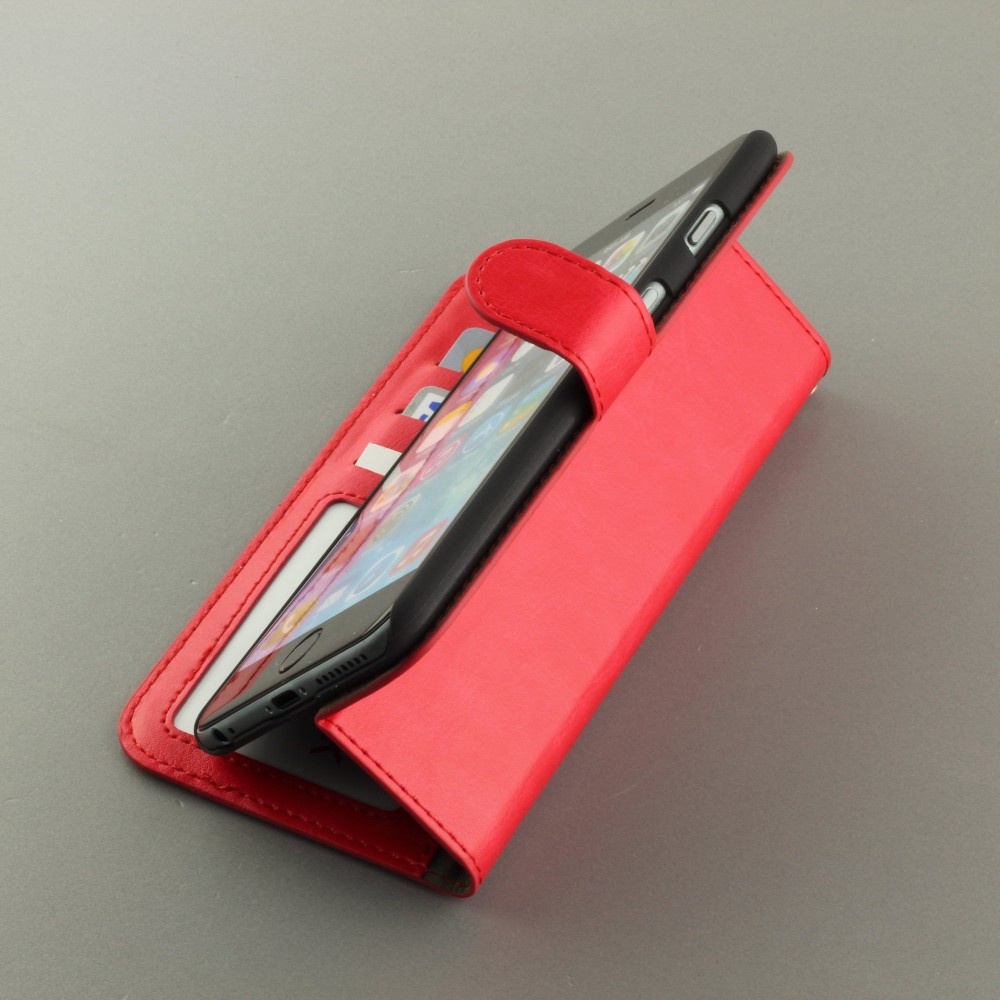Fourre iPhone 6 Plus / 6s Plus - Premium Flip cuir lisse porte-cartes - Rouge