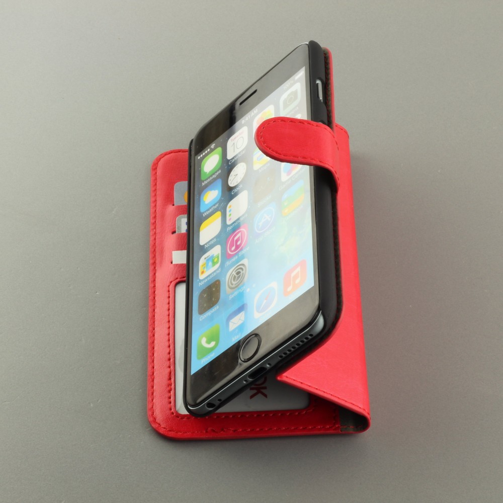 Fourre iPhone 6 Plus / 6s Plus - Premium Flip cuir lisse porte-cartes - Rouge
