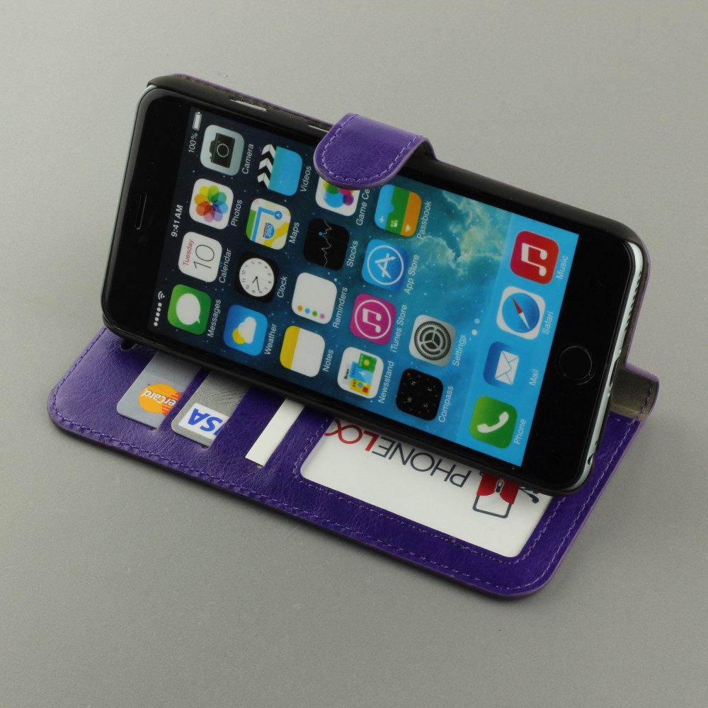 Fourre iPhone X / Xs - Premium Flip cuir lisse porte-cartes - Violet