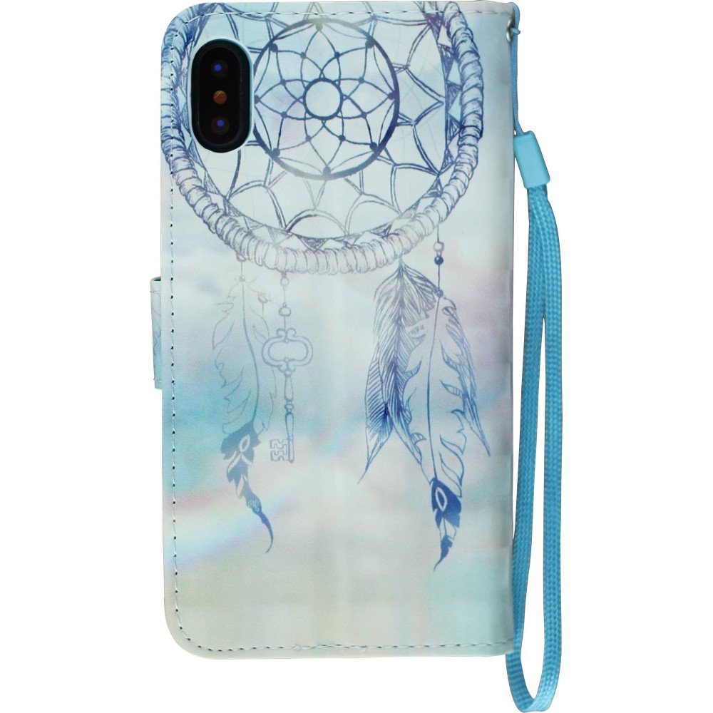 Fourre iPhone Xs Max - Flip 3D dreamcatcher - Bleu clair