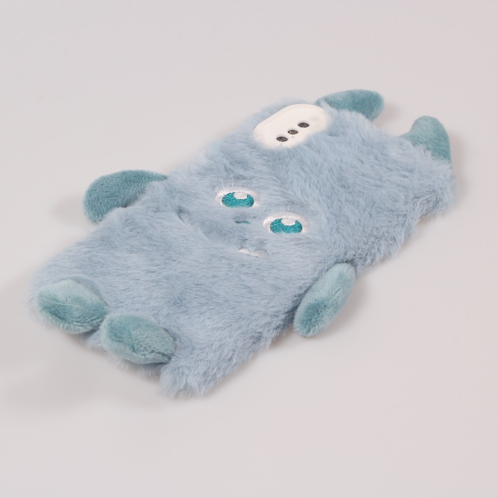 Fourre iPhone Xs Max - Fluffy Monstre en peluche douce - Bleu clair