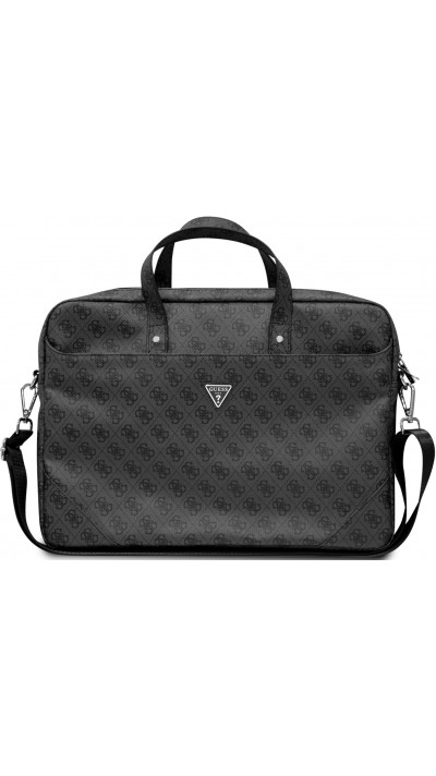 Fourre porte-documents Guess pour ordinateur, MacBook 13"/15"/16" avec toile monogramme et logo métallique - Gris/noir