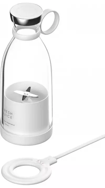 Fresh Juice - Smoothie Maker mixeur 350ml portable blender avec station de charge à induction USB - Blanc