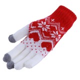 Gants tactiles d'hiver en tricot 'SNOWFLAKE' avec compatibilité avec les écrans de smartphones et tablettes - Rouge