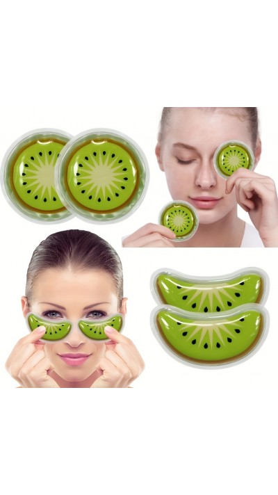 Gels rafraîchissants Kiwi réutilisables pour les yeux et le visage traitement par le froid (4 pièces)