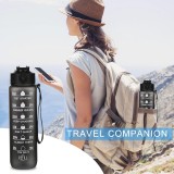 Grande gourde sport 1000ml Stay Hydrated avec motivation à boire et bouchon de sécurité - Noir