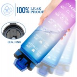 Grande gourde sport 1000ml Stay Hydrated avec motivation à boire et bouchon de sécurité - Noir