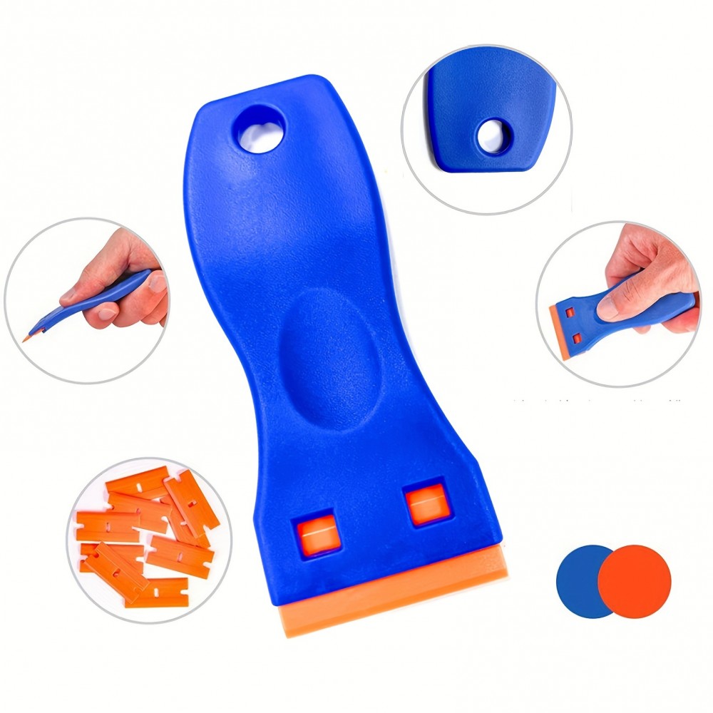Grattoir en plastique pour vignette voiture - Bleu