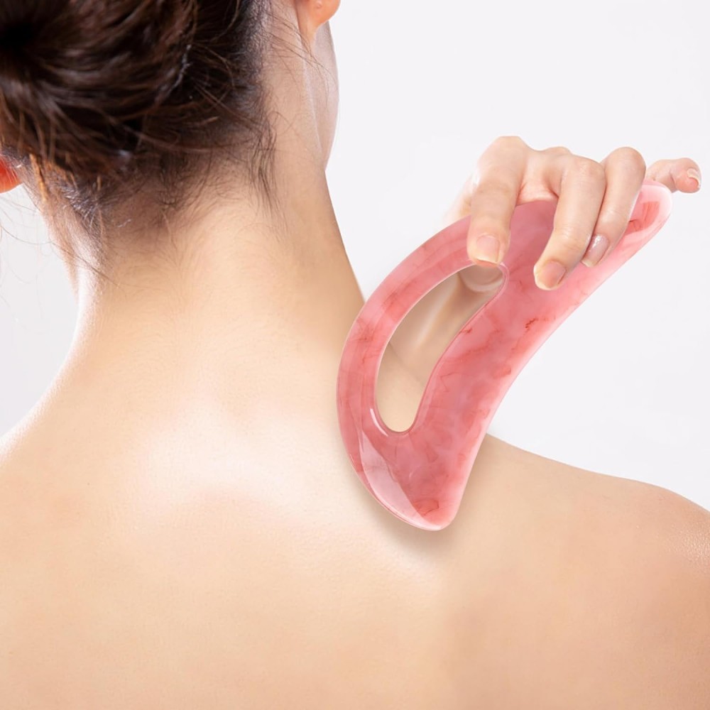 Gua Sha jambes et corps - Outil de massage pour relaxation et détoxification - Rose