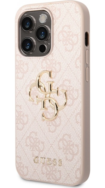 iPhone 14 Pro Max Case Hülle - Guess PU 4G mit Metall-Logo - Rosa
