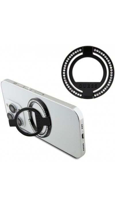 Guess anneau magnétique support de téléphone avec strass compatible Magsafe - Noir