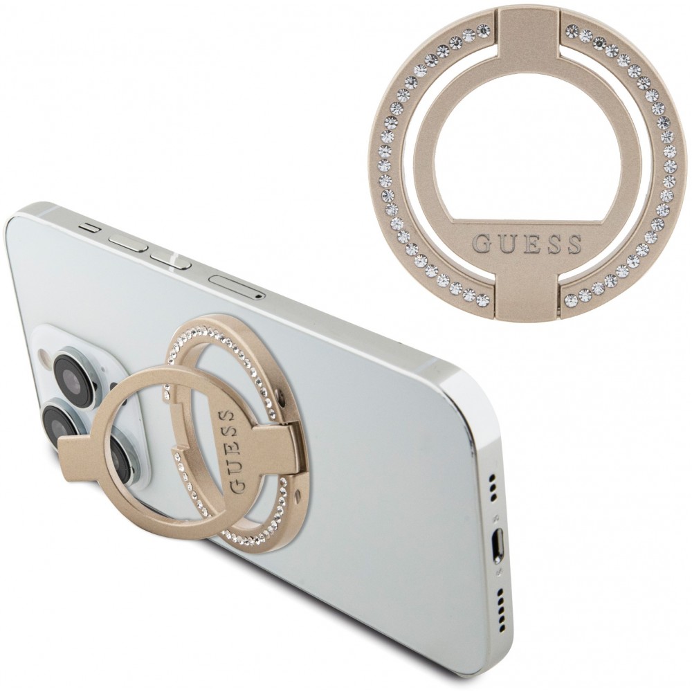 Guess anneau magnétique support de téléphone avec strass compatible Magsafe - Or