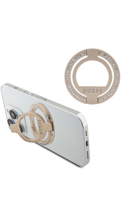 Guess anneau magnétique support de téléphone avec strass compatible Magsafe - Or