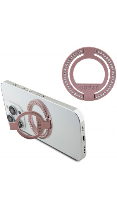 Guess anneau magnétique support de téléphone avec strass compatible Magsafe - Rose