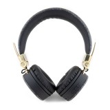 Guess casque audio premium sans fil On-Ear headphones Bluetooth 5.3 - Studio Quality Sound - Cuir monogramme - Noir