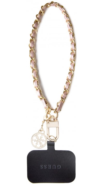 Guess lanière amovible pour poignet en maillons dorés et lacet similicuir avec pendentif charm - Rose