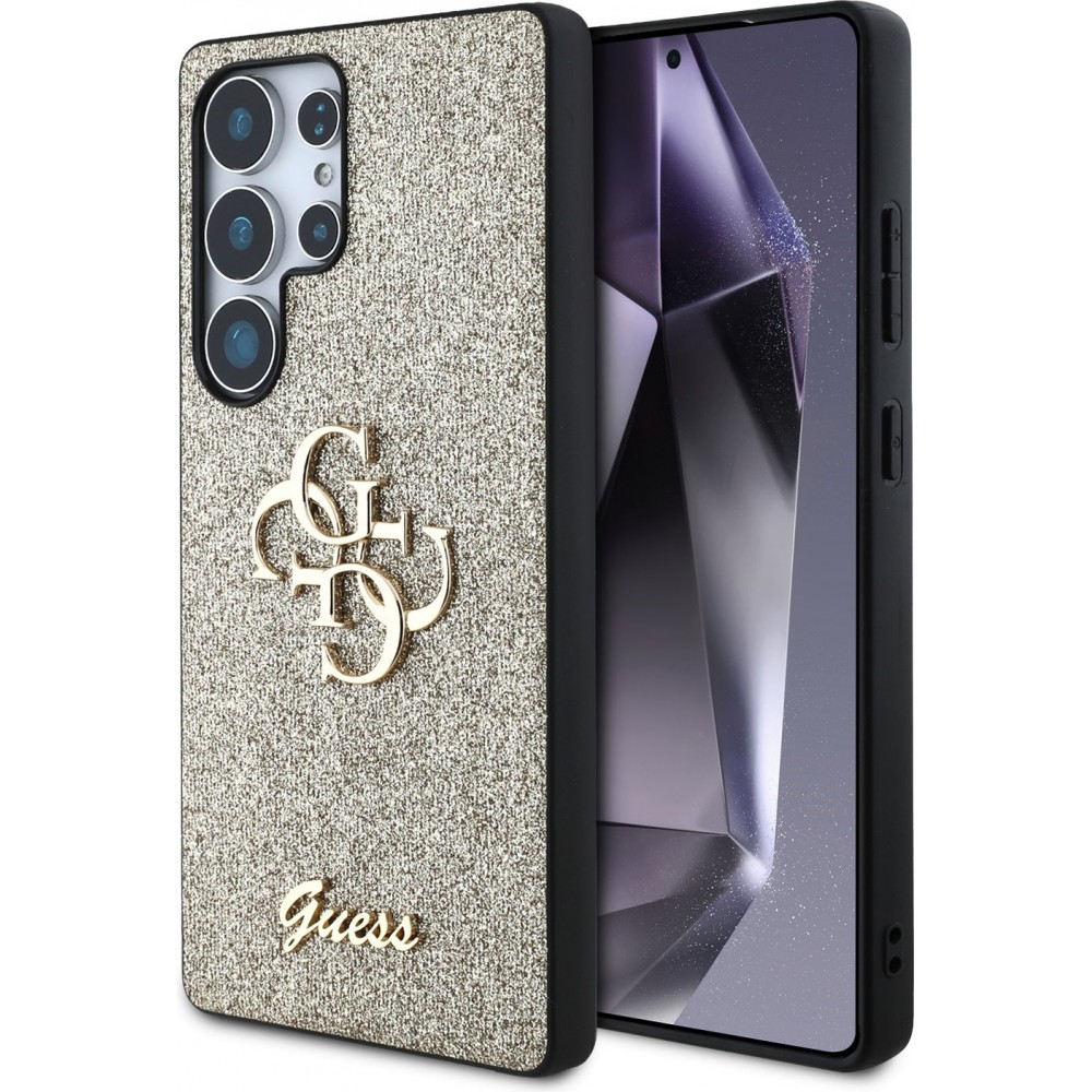 Coque Samsung Galaxy S25 Ultra - Guess métal logo 4G glitter strass - Or