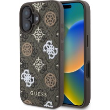 Coque iPhone 16 - Guess monogramme Peony avec MagSafe - Brun