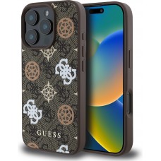 Coque iPhone 16 Pro Max - Guess monogramme Peony avec MagSafe - Brun