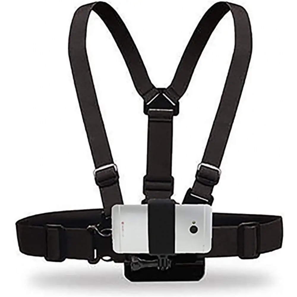 Harnais de poitrine universel avec support pour smartphone & GoPro FPV, bras de fixation inclus - Noir