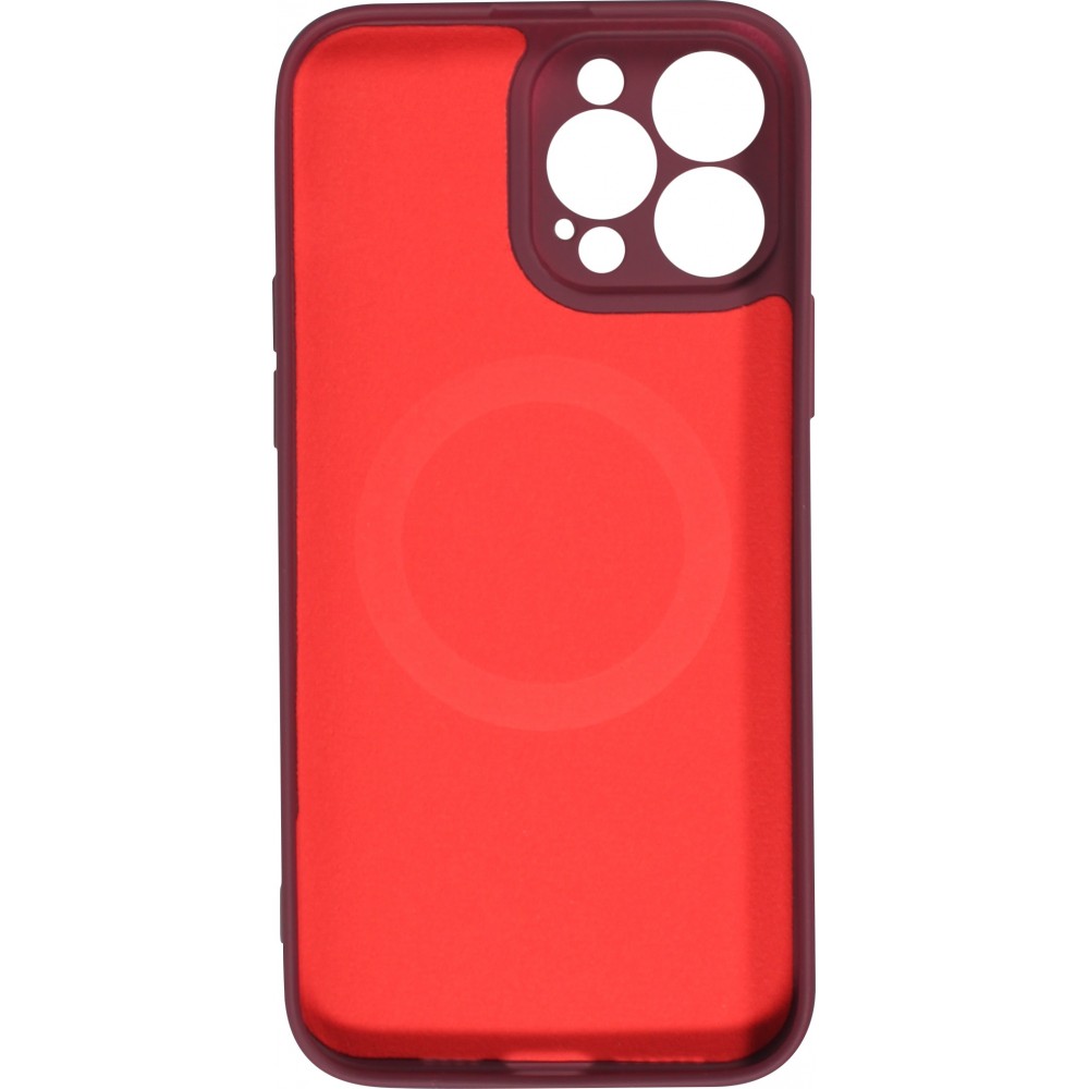 Housse iPhone 15 - Coque en silicone souple avec MagSafe et protection pour caméra - Bordeaux