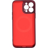 Housse iPhone 15 - Coque en silicone souple avec MagSafe et protection pour caméra - Bordeaux