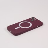 Housse iPhone 15 - Coque en silicone souple avec MagSafe et protection pour caméra - Bordeaux