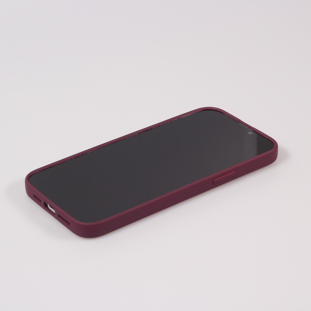 Housse iPhone 15 - Coque en silicone souple avec MagSafe et protection pour caméra - Bordeaux