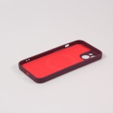 Housse iPhone 15 - Coque en silicone souple avec MagSafe et protection pour caméra - Bordeaux