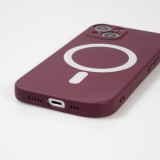 Housse iPhone 15 - Coque en silicone souple avec MagSafe et protection pour caméra - Bordeaux