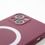 Housse iPhone 15 - Coque en silicone souple avec MagSafe et protection pour caméra - Bordeaux