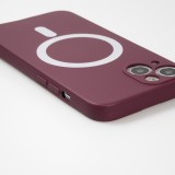 Housse iPhone 15 - Coque en silicone souple avec MagSafe et protection pour caméra - Bordeaux