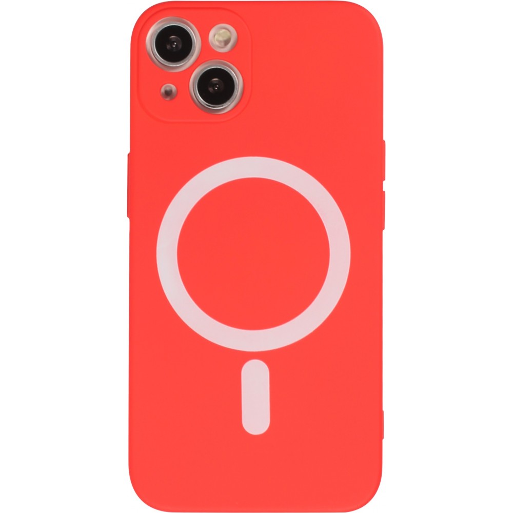Housse iPhone 15 - Coque en silicone souple avec MagSafe et protection pour caméra - Rouge