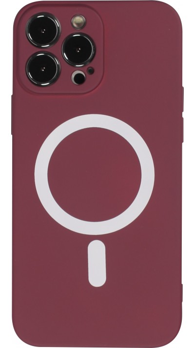 Housse iPhone 15 Pro Max - Coque en silicone souple avec MagSafe et protection pour caméra - Bordeaux