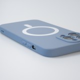 Housse iPhone 13 Pro Max - Coque en silicone souple avec MagSafe et protection pour caméra - Bleu gris