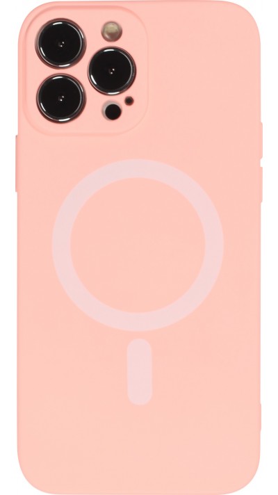 Housse iPhone 15 Pro Max - Coque en silicone souple avec MagSafe et protection pour caméra - Rose