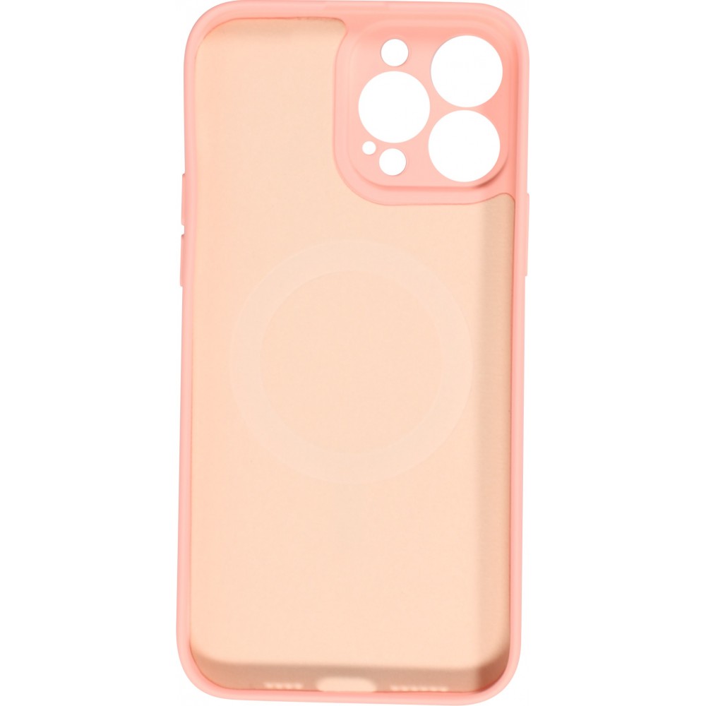 Housse iPhone 15 Pro Max - Coque en silicone souple avec MagSafe et protection pour caméra - Rose