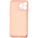Housse iPhone 15 Pro Max - Coque en silicone souple avec MagSafe et protection pour caméra - Rose