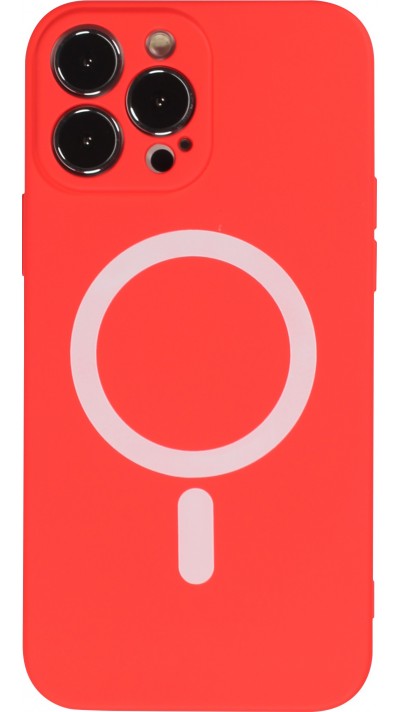 Housse iPhone 15 Pro - Coque en silicone souple avec MagSafe et protection pour caméra - Rouge