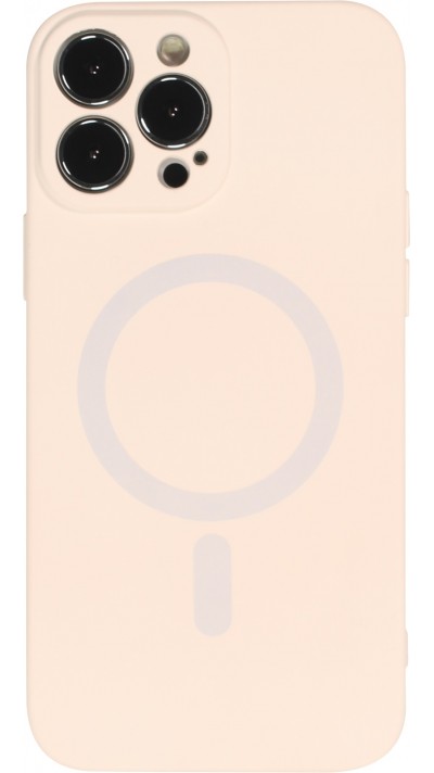 Housse iPhone 15 Pro Max - Coque en silicone souple avec MagSafe et protection pour caméra - Vanille