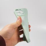 Housse iPhone 15 - Coque en silicone souple avec MagSafe et protection pour caméra - Vert clair