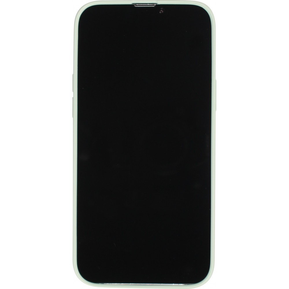 Housse iPhone 15 - Coque en silicone souple avec MagSafe et protection pour caméra - Vert clair
