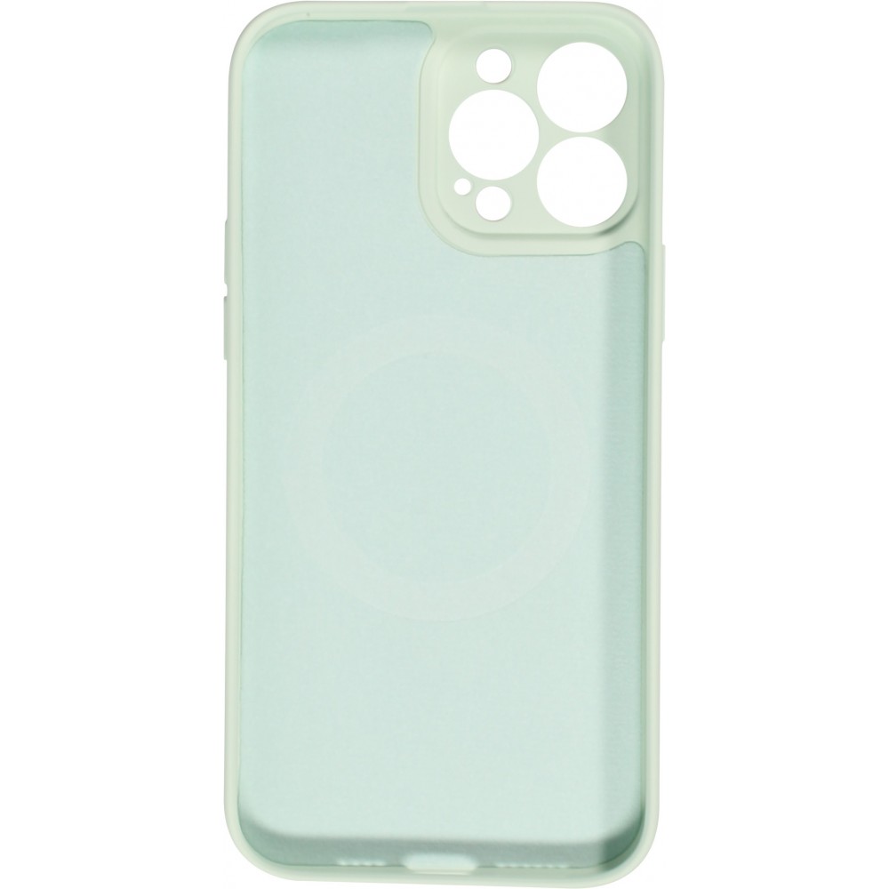 Housse iPhone 15 - Coque en silicone souple avec MagSafe et protection pour caméra - Vert clair