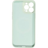 Housse iPhone 15 - Coque en silicone souple avec MagSafe et protection pour caméra - Vert clair
